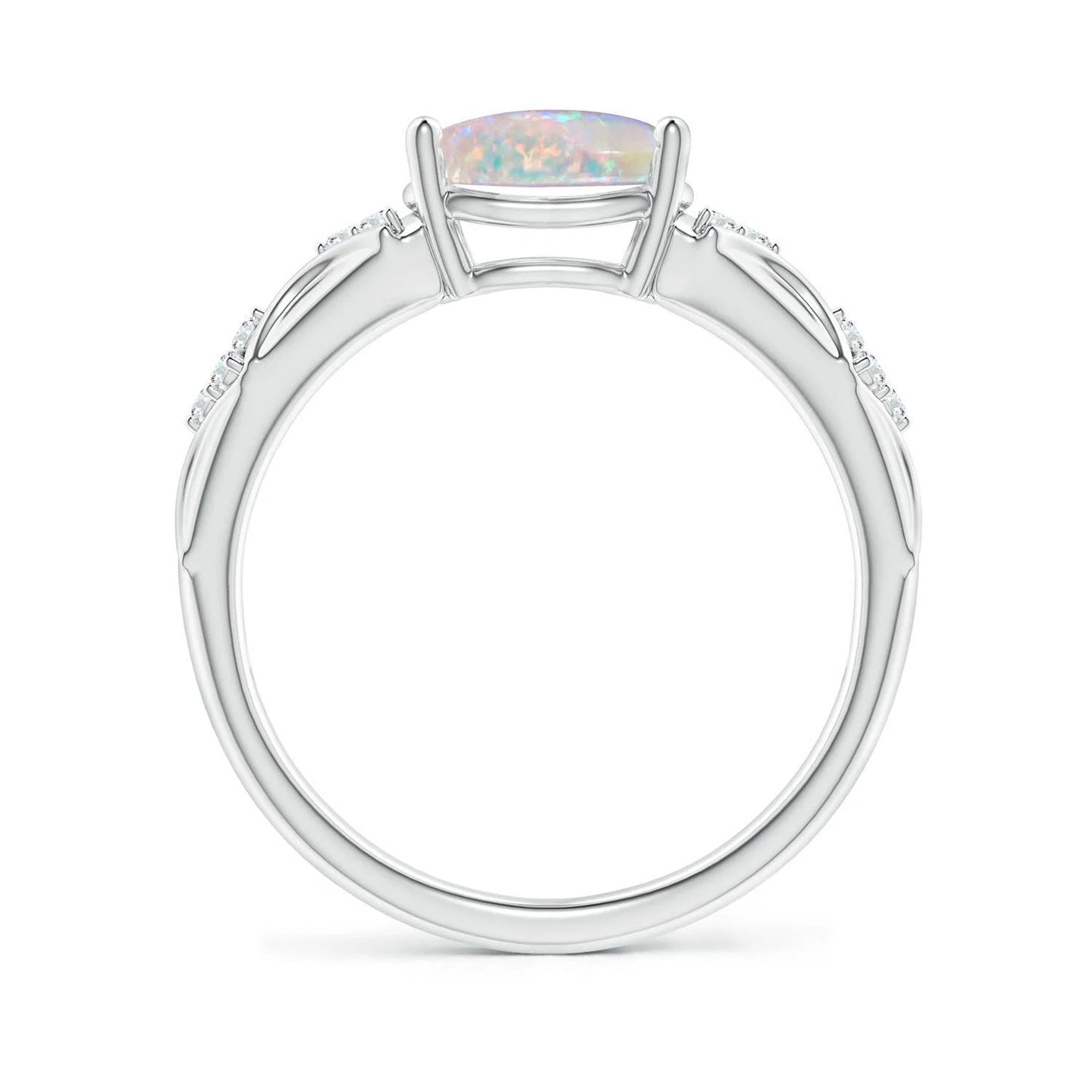 Top Quality 14K Pure Gold Oval Cut Natural Ethiopian Opal Vintage Style Wedding Ring with Accents Diamond Certified Fine Jewelry