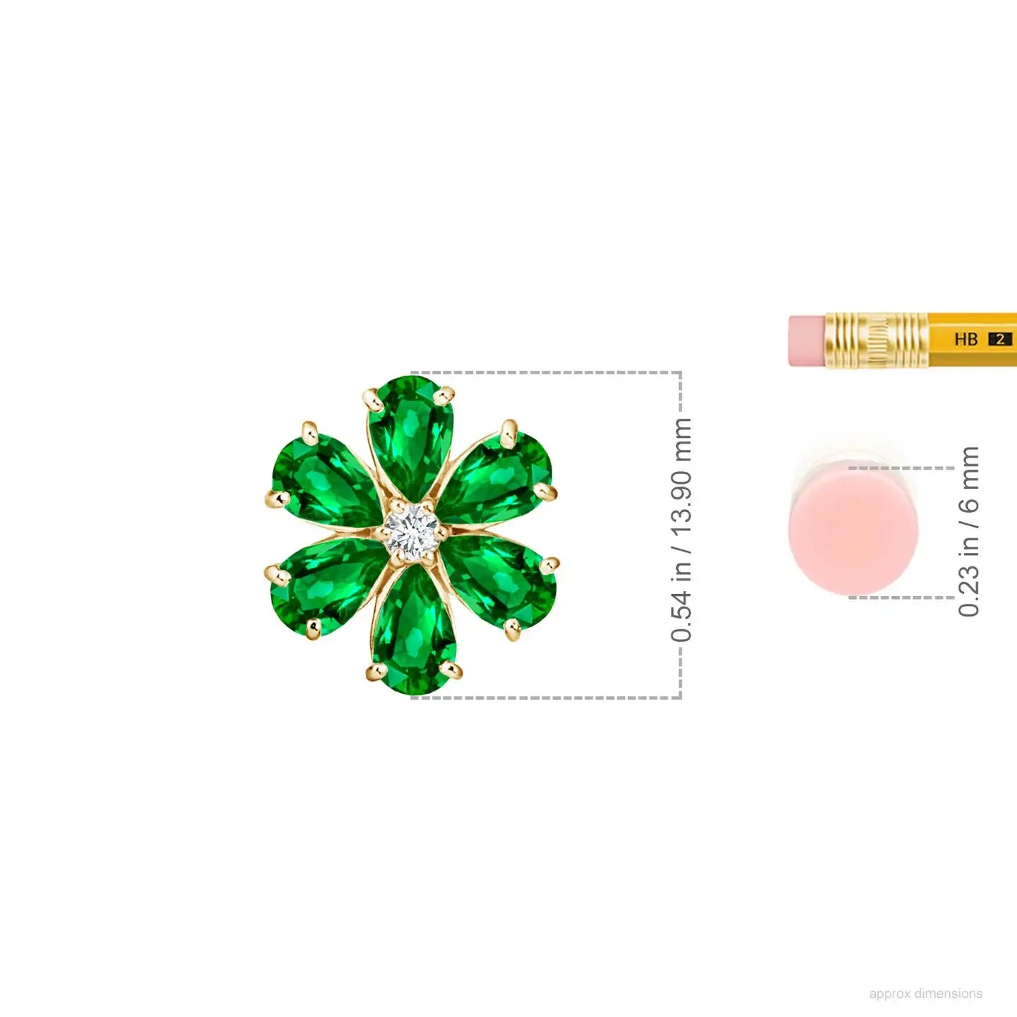 Stunning 14K Solid Gold Natural Emerald Flower Cluster Pendant With Diamond Luxury Bridal Fine Jewellery Anniversary