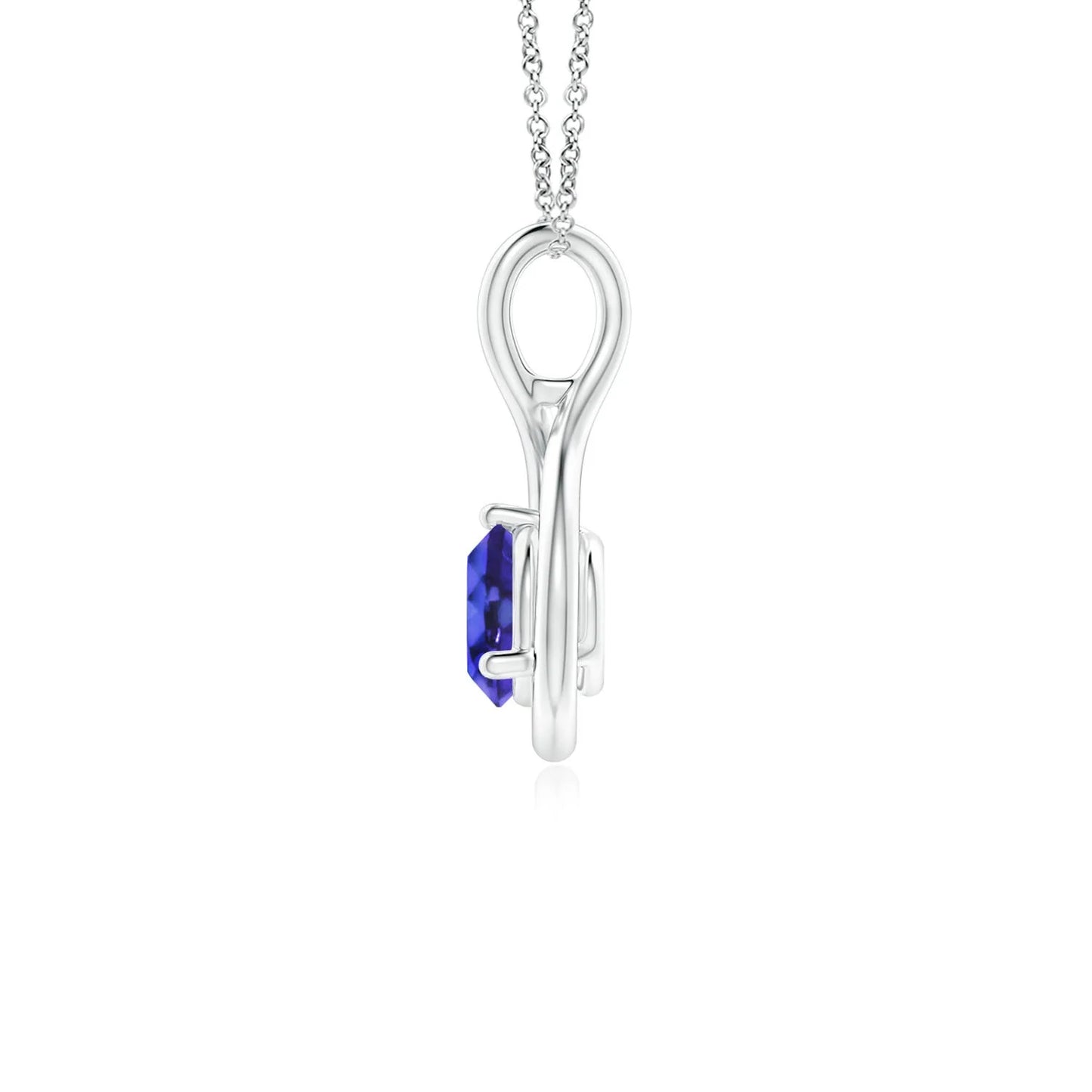 14K Gold Natural Round Precious Tanzanite Solitaire Gemstone Infinity Twist Pendant Fine Jewelry Wedding Engagement Gift For Her
