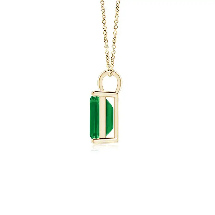 IGI Certified Emerald-Cut Natural Emerald Pendant | 14K Solid Gold | gem-island by NewLife