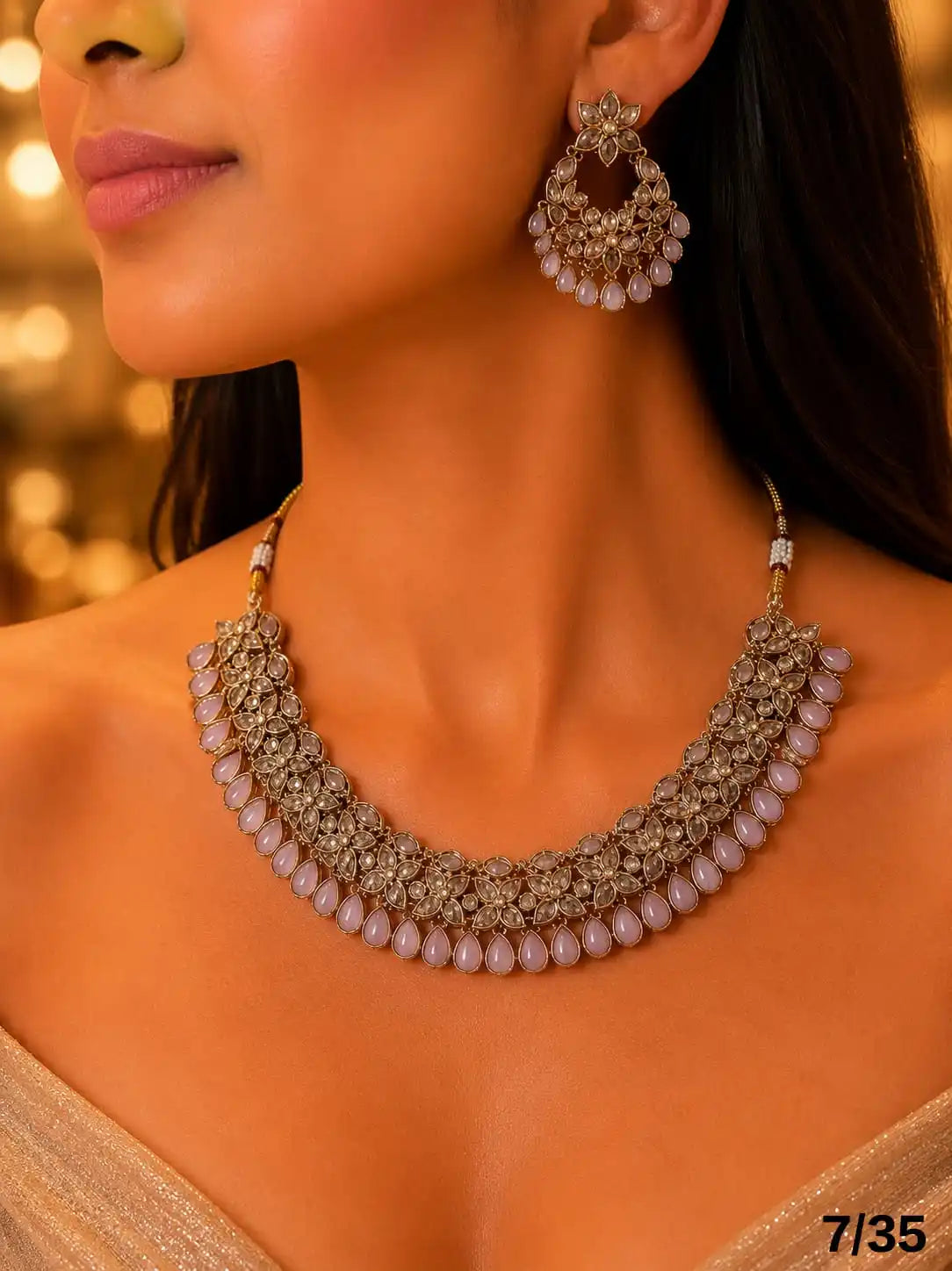 Designer Antique Gold Plated Ruby Red Kundan Necklace Set with Earrings Bridal Wedding Party Wear Fashion Jewelry Set For Women.