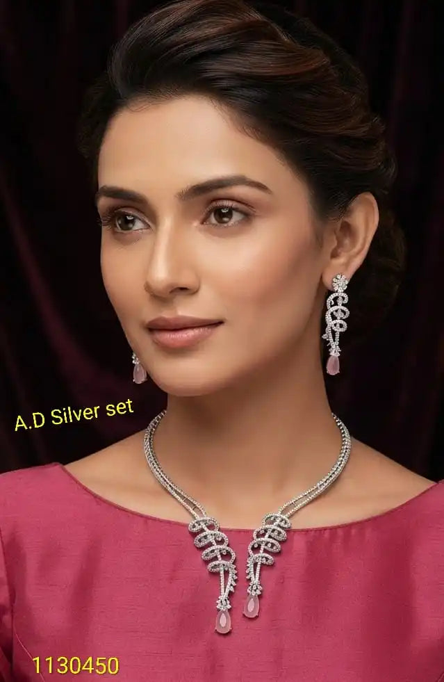 Elegant Amethyst Drop Necklace Set Silver Plated Purple Stone Wedding Party Bridal Fashion Jewelry Set for Women Gift Set
