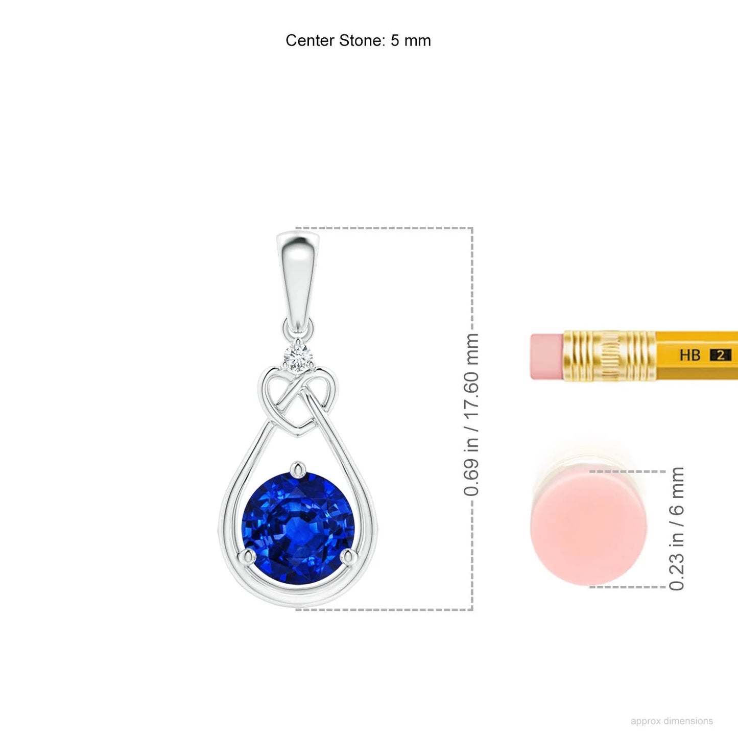 2026 Latest Design Fine Jewelry 14K Gold Natural 0.45Ct Blue Sapphire Knotted Heart Pendant With Diamond Romantic Gift For Her