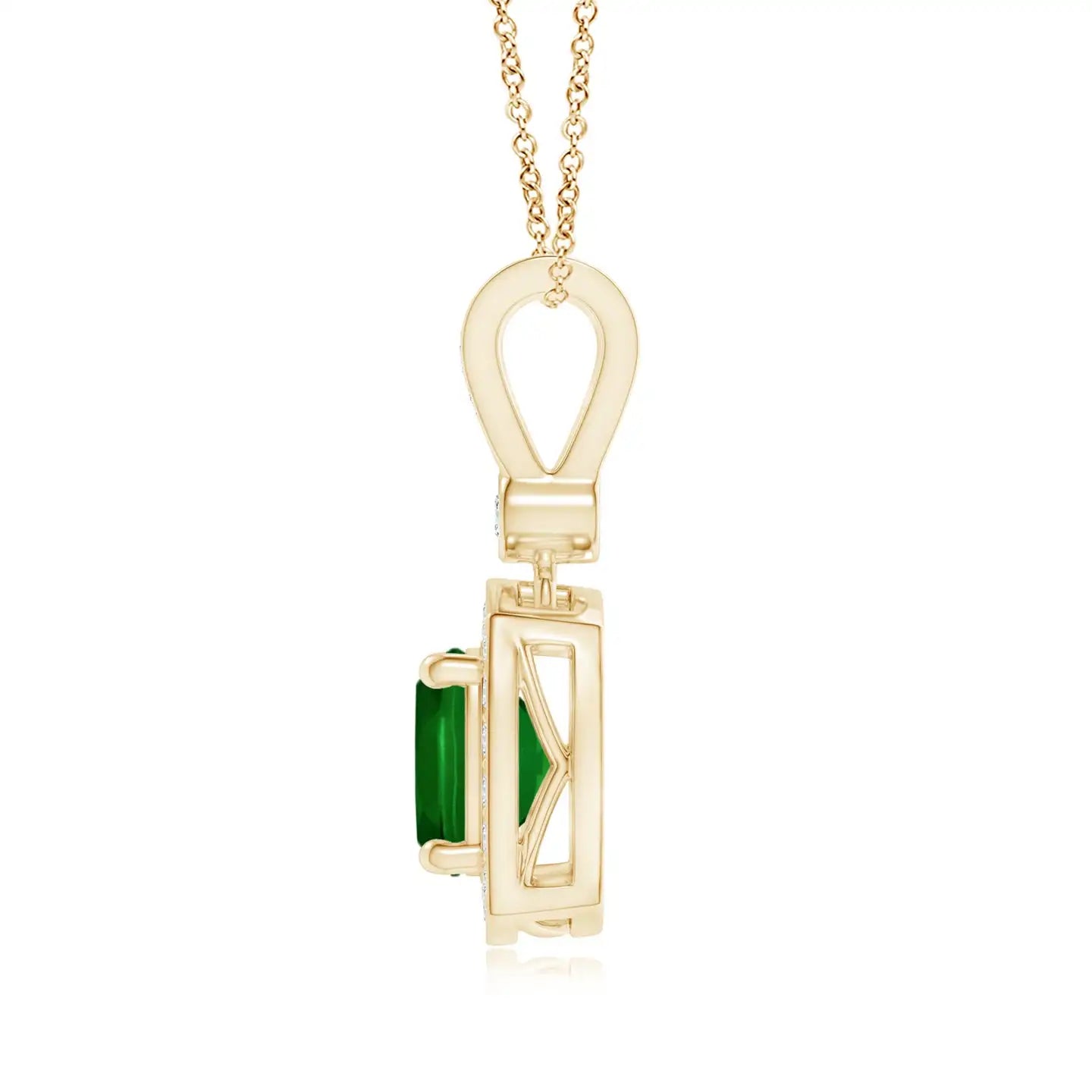14K Solid Gold Natural Cushion Emerald Pendant With Diamond Halo Fine Jewellery May Birthstone Anniversary Gift For Her 2026