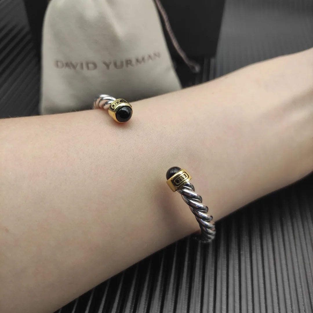 FASHIONISTA DY High-Quality Gold-Plated Colored Gemstone Bangle, Unisex Silver-Plated Colored Gemstone Bangle, Jewelry