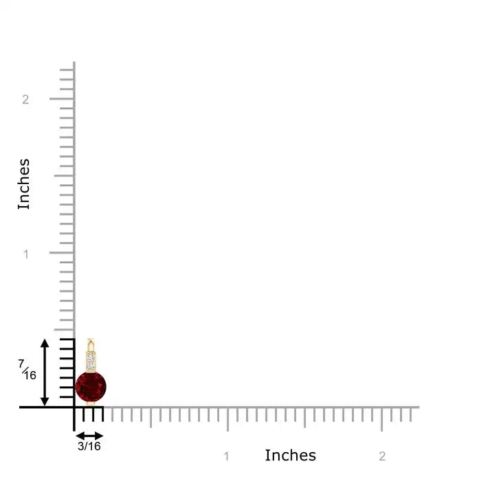 14K Gold IGI Certified Natural 5mm Round Cut 0.45 Ct Red Ruby Solitaire Pendant With Diamond Bale Classic Handmade Fine Jewelry