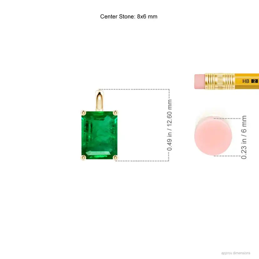 IGI Certified Emerald-Cut Natural Emerald Pendant | 14K Solid Gold | gem-island by NewLife