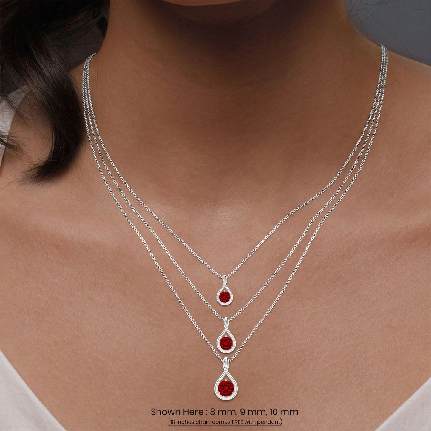 2.72G 14K Gold Solitaire 5MM Round Cut 0.45C Ruby Gemstone Infinity Twist Design Pendant Top Quality Fine Jewelry Pendant OEM