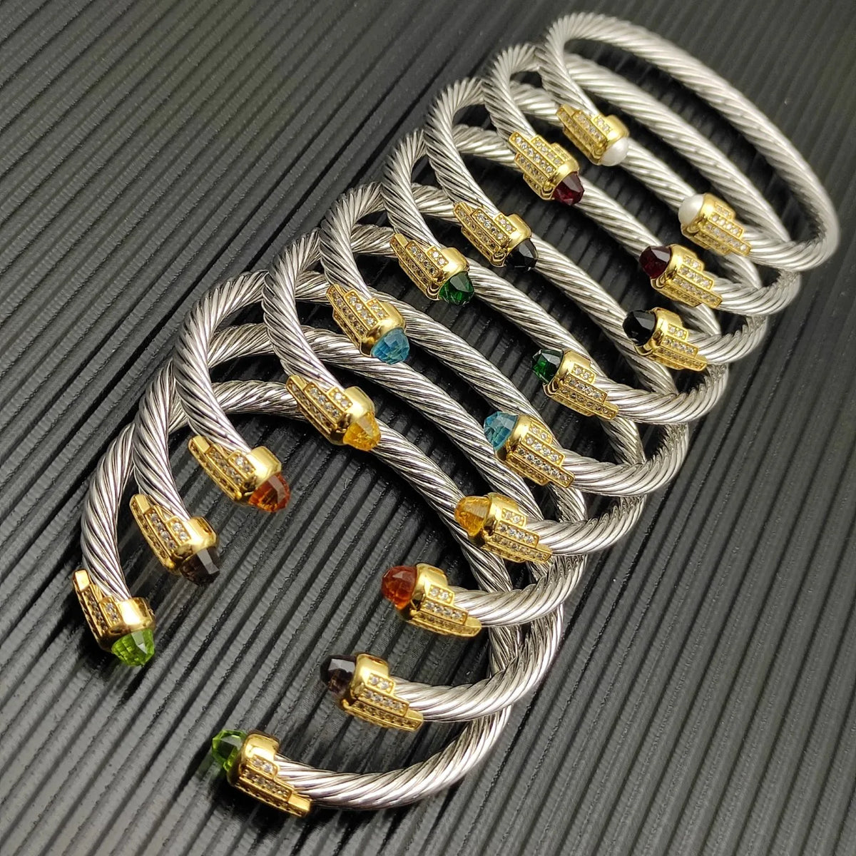FASHIONISTA DY High-Quality Gold-Plated Diamond-Set Bangle, Unisex Silver-Plated Diamond-Set Bangle, Jewelry