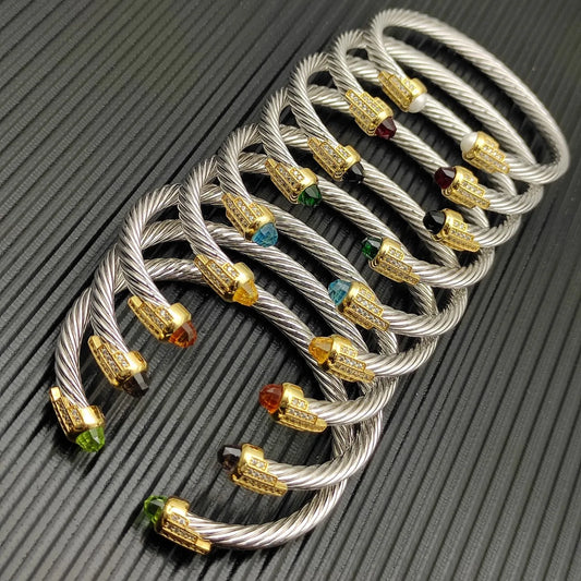 FASHIONISTA DY High-Quality Gold-Plated Diamond-Set Bangle, Unisex Silver-Plated Diamond-Set Bangle, Jewelry