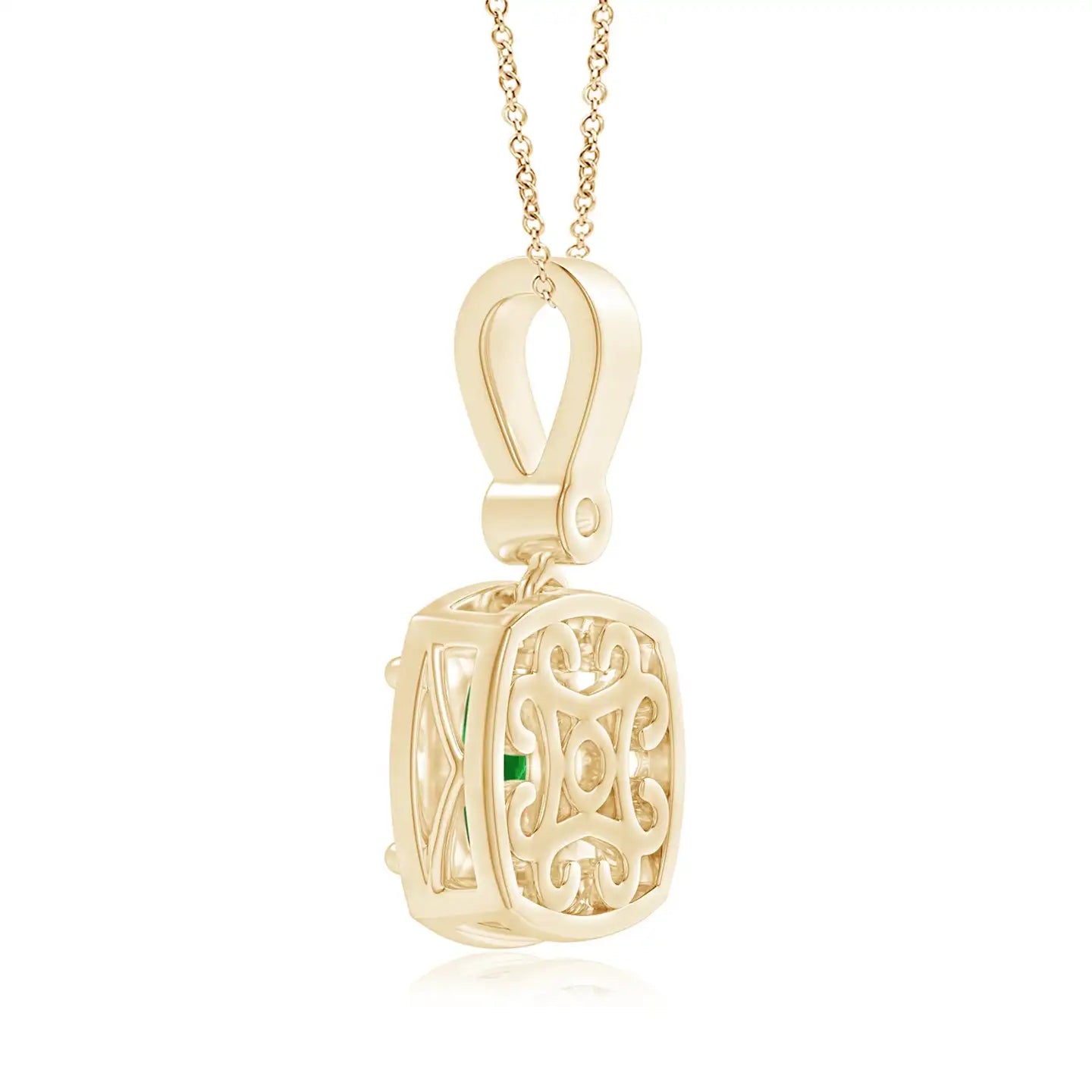 14K Solid Gold Natural Cushion Emerald Pendant With Diamond Halo Fine Jewellery May Birthstone Anniversary Gift For Her 2026