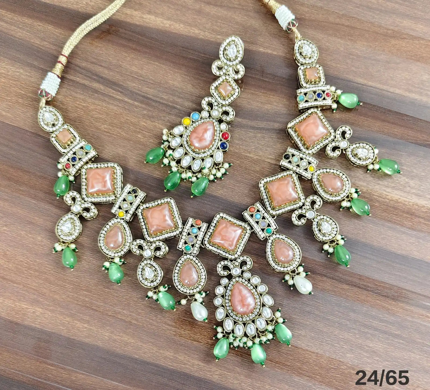 Luxury Turquoise Pink Kundan Necklace Set with Statement Earrings Traditional Bridal Party Wear Designer Jewelry Collection Set