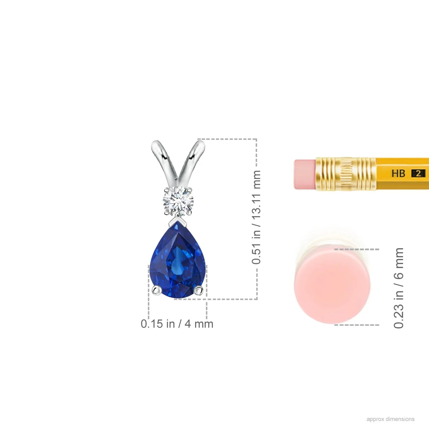 14k 18k Gold White Rose Gold Natural Blue Sapphire & Diamond V Bale Pendant Classic Fine Jewelry for Women Luxury Gift for Her