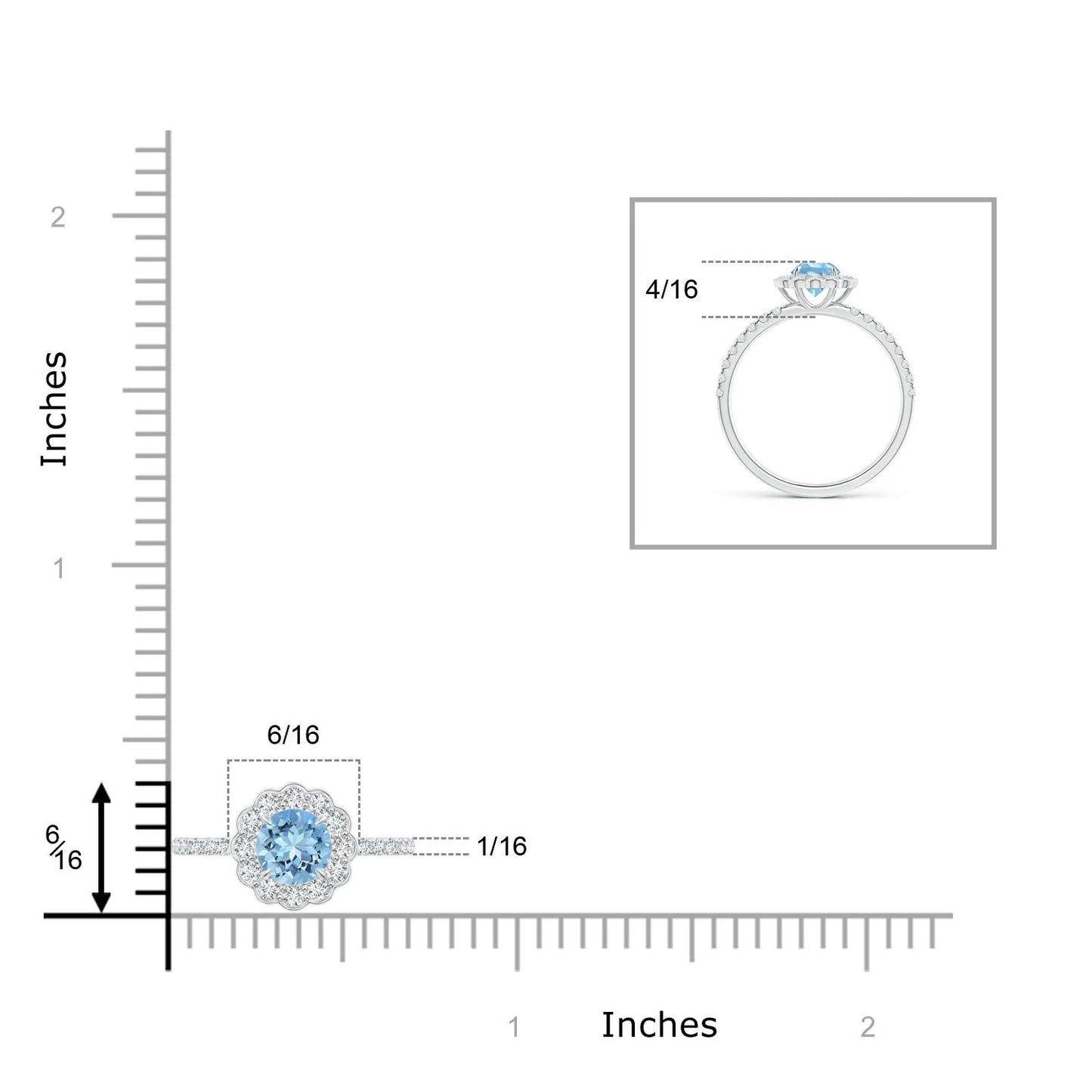 14K Pure Gold Vintage Style 5MM Natural Aquamarine Flower Shape Ring with Pave Accent Diamond Handmade Fine Jewelry Wedding Ring