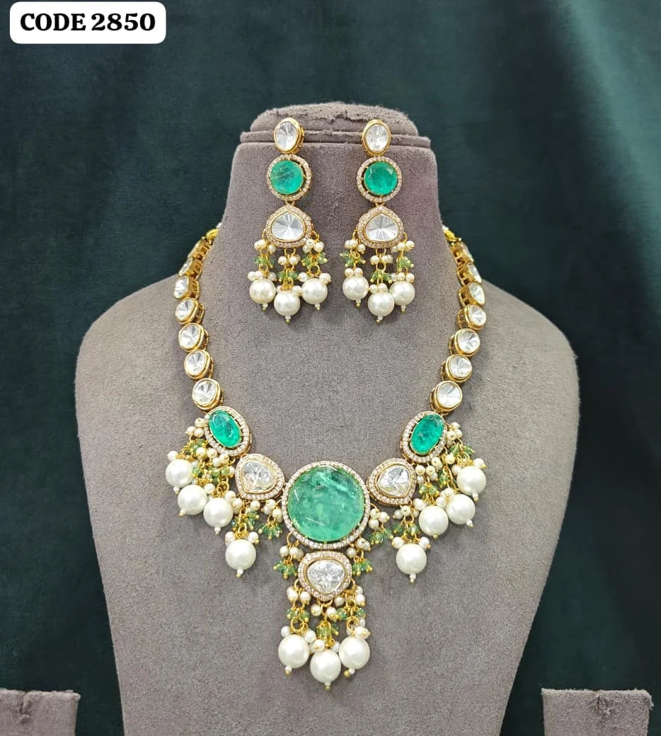 Luxury Pink Crystal Kundan Statement Necklace Set with American Diamond Pearl Gold Plated Bridal Wedding Party Jewelry Set