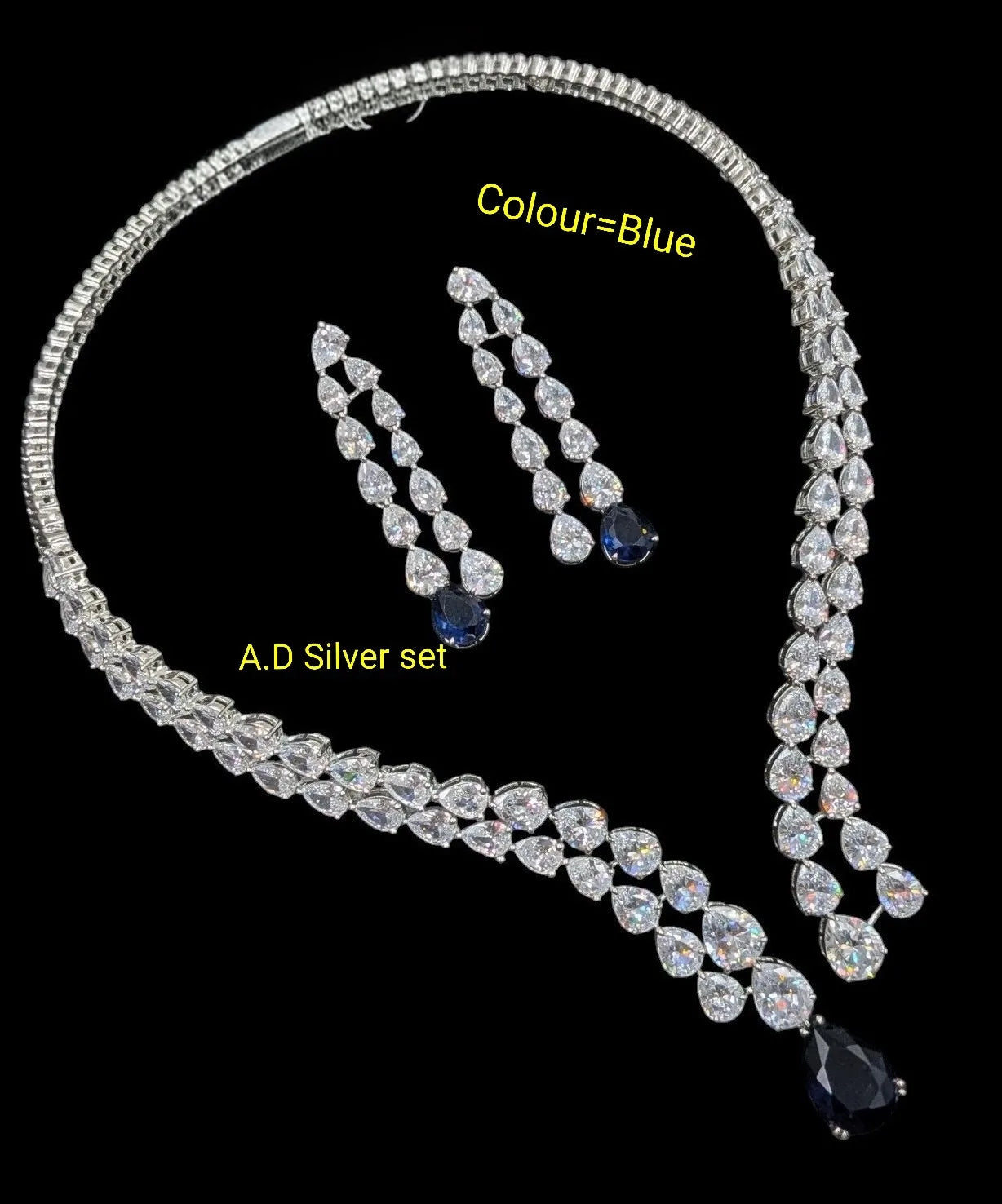 Elegant Pink Teardrop Necklace Set Silver Plated Pear Cut Stone Wedding Party Bridal Luxury Jewelry Set for Women