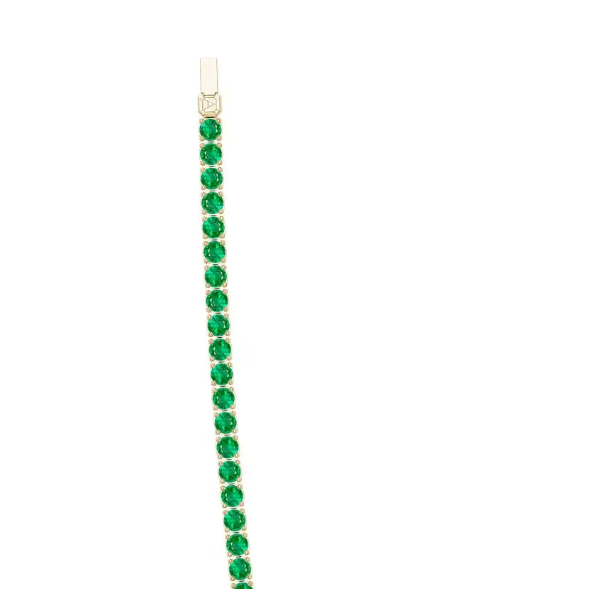 14k Gold Natural 18.6Ctw Green Emerald Precious Gemstone Tennis Chain Necklace Minimalist 3mm Round Stone Luxury Tennis Necklace
