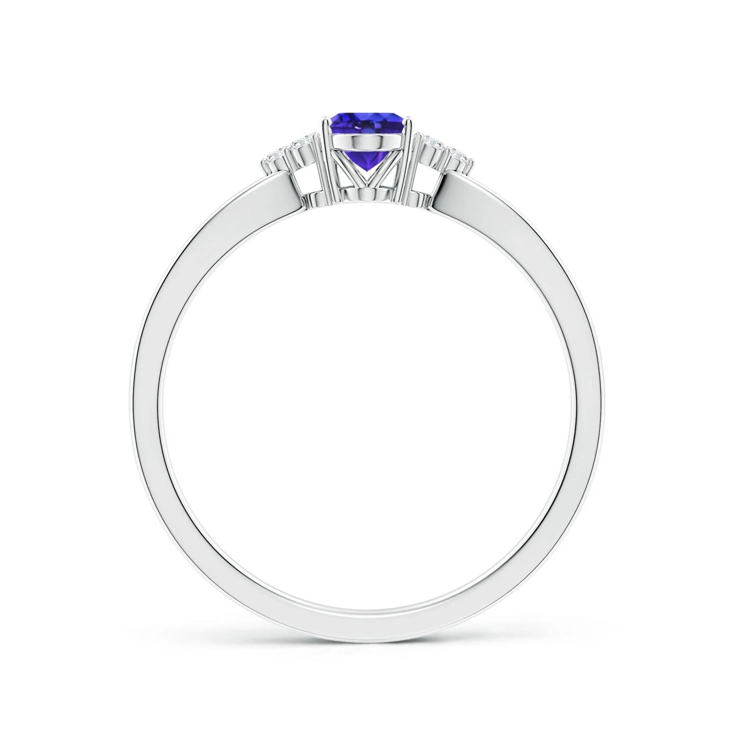 High Quality Natural 5x7mm Oval Cut Tanzanite & Accent Diamond Solitaire Engagement Ring 14K 18K Solid Gold Split Shank Ring OEM