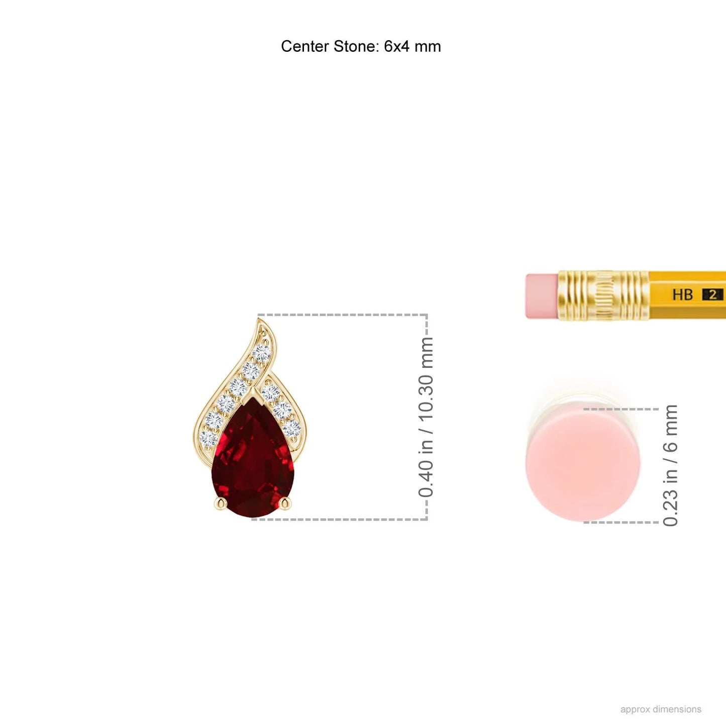 14K Solid Gold Solitaire Pear-Cut Natural Red Ruby Gemstone With Round Diamond Flame Design Pendant Unique Fine Jewelry Necklace