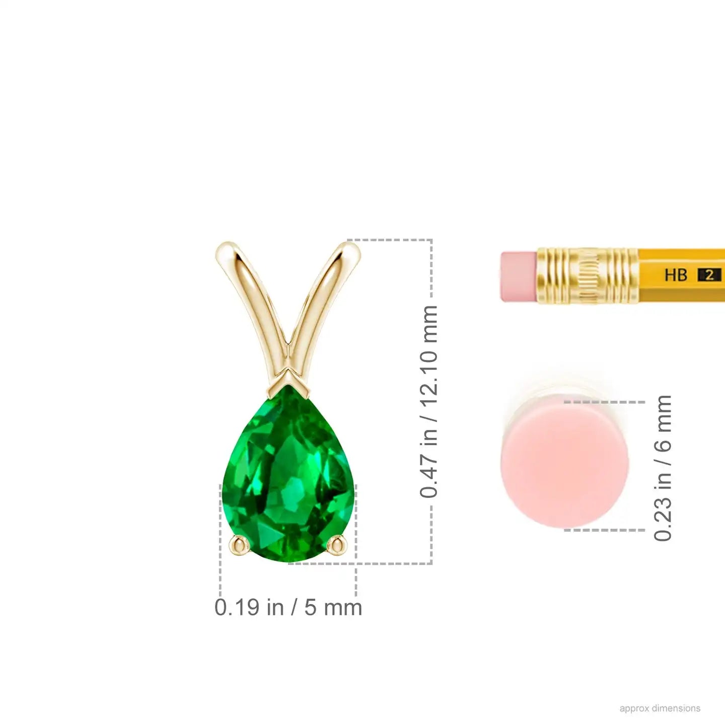 14K Solid Gold Natural Emerald V-Bale Pear-Shaped Solitaire Pendant Wedding Fine Jewellery Anniversary Gift For Her 2026