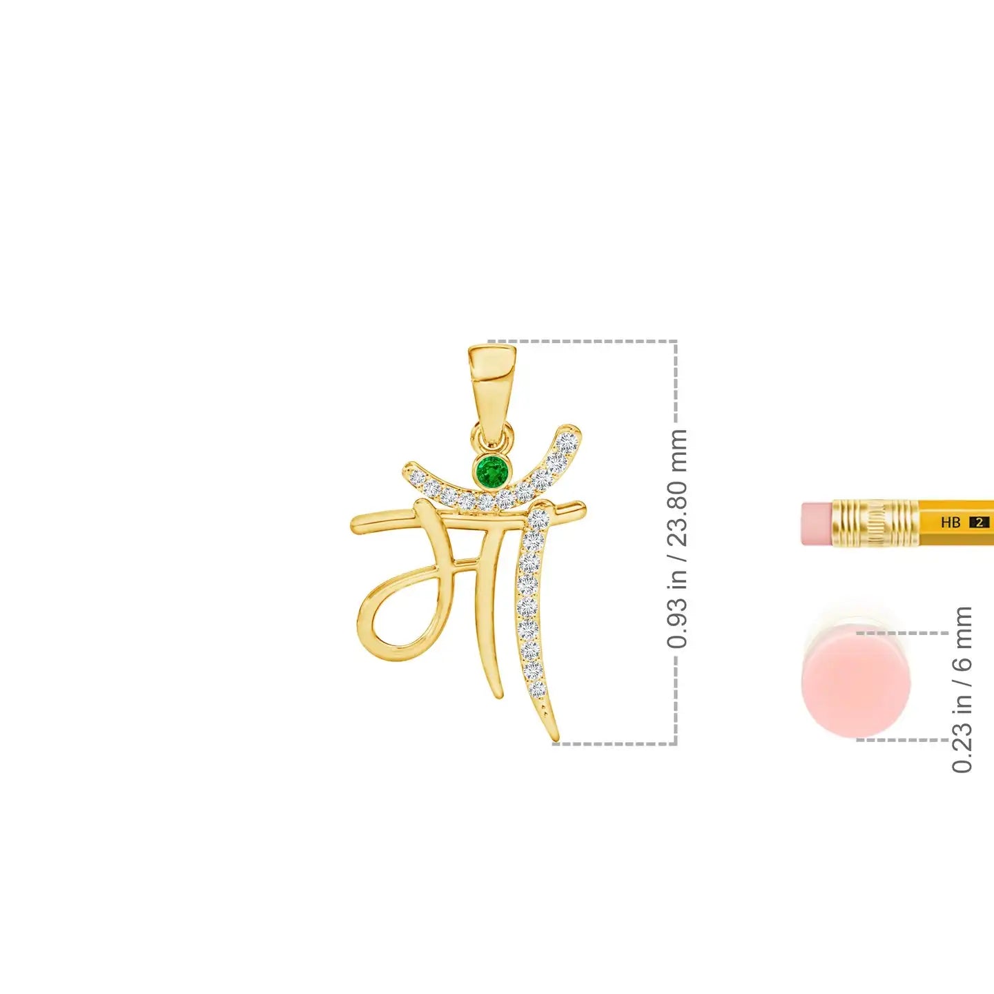 14K Solid Gold MAA Written Natural Green Emerald With Diamond Studded Pendant Certified Luxury Mother's Day Gift Mom Pendant