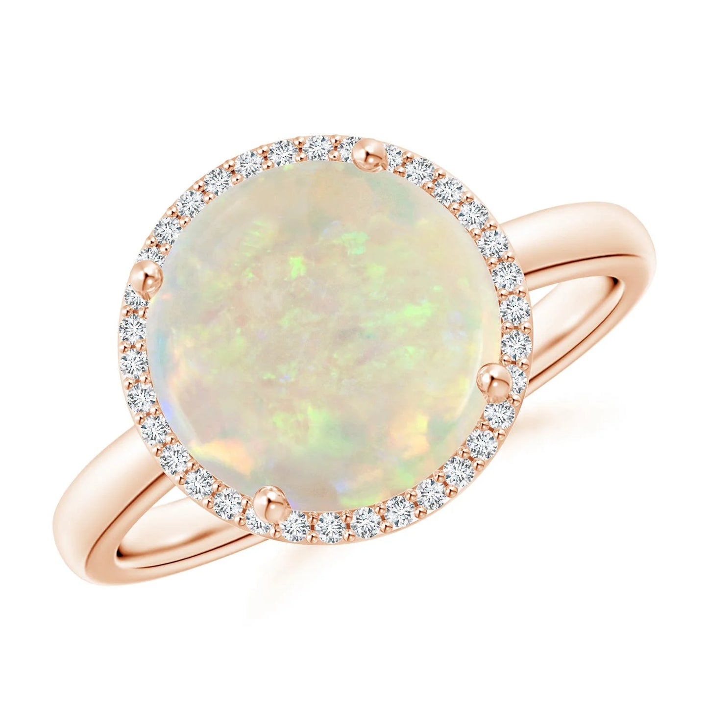 Top Selling Designer 14k Gold Opal Solitaire & Accent Diamond Cocktail Ring Fine Jewelry Genuine Ethiopian Opal Birthstone Ring