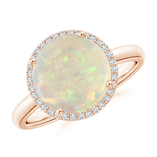 Top Selling Designer 14k Gold Opal Solitaire & Accent Diamond Cocktail Ring Fine Jewelry Genuine Ethiopian Opal Birthstone Ring