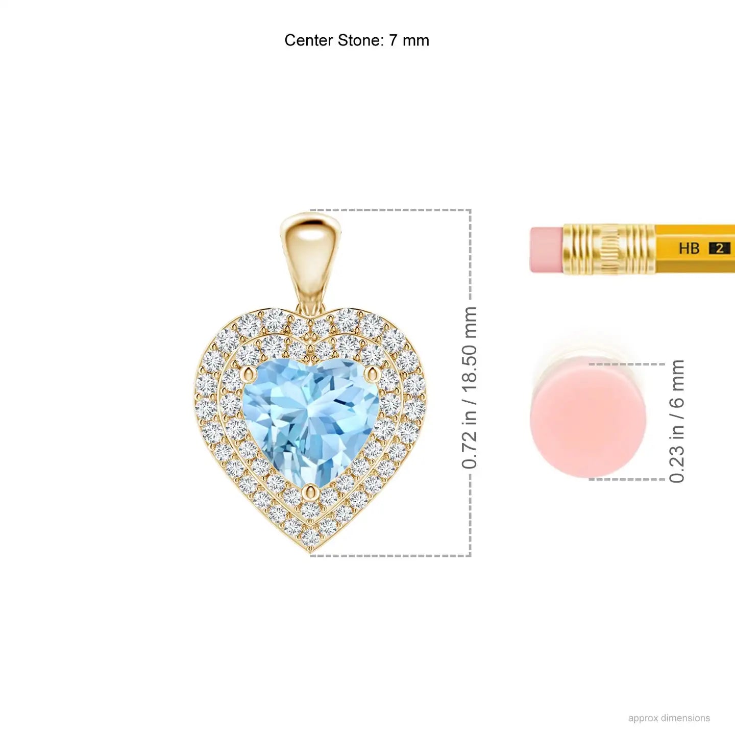 2026 IGI Certified 5mm 0.4Ctw Heart Cut Aquamarine Gemstone Pendant With Double Halo Diamond Valentine's Romantic Gift For Woman