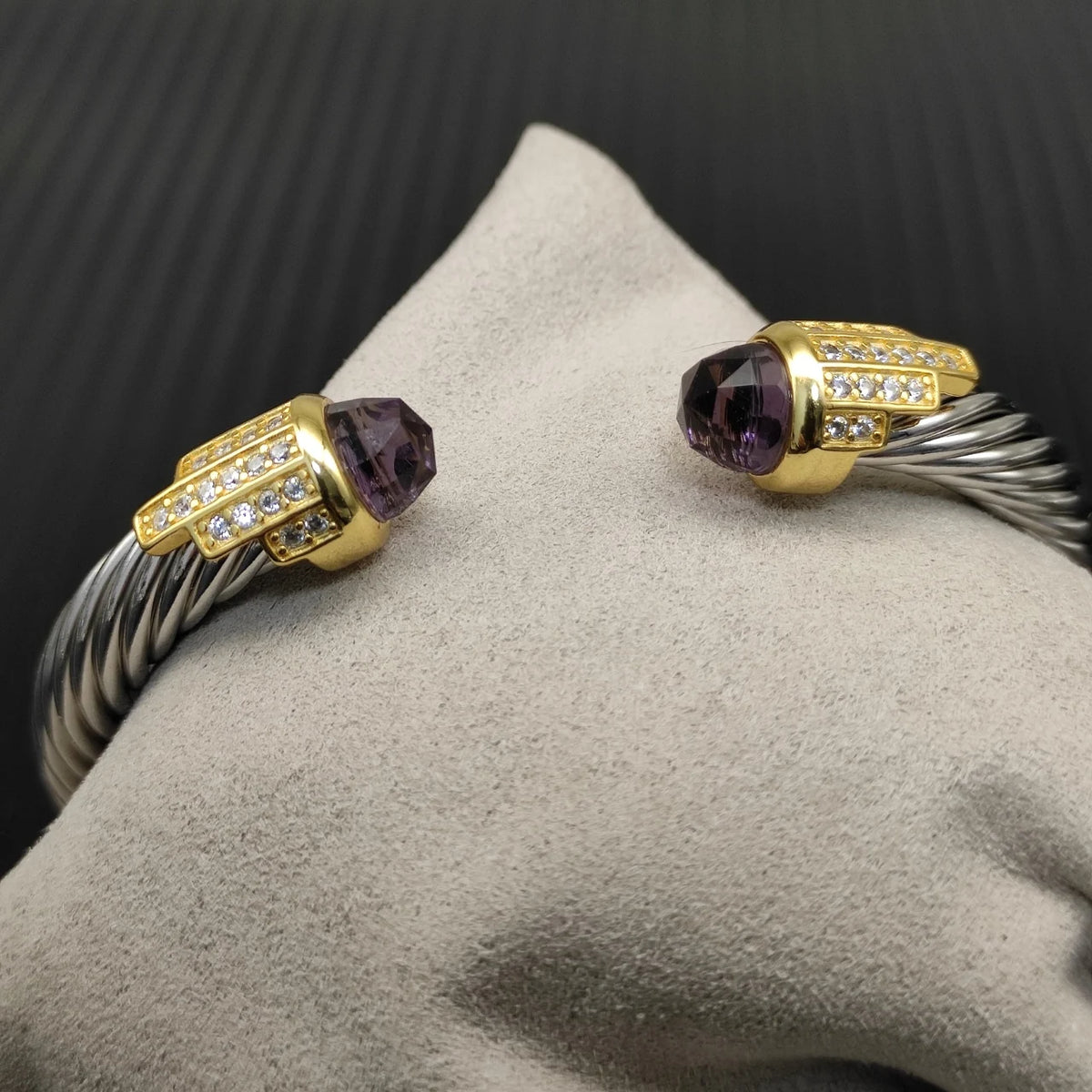 FASHIONISTA DY High-Quality Gold-Plated Diamond-Set Bangle, Unisex Silver-Plated Diamond-Set Bangle, Jewelry