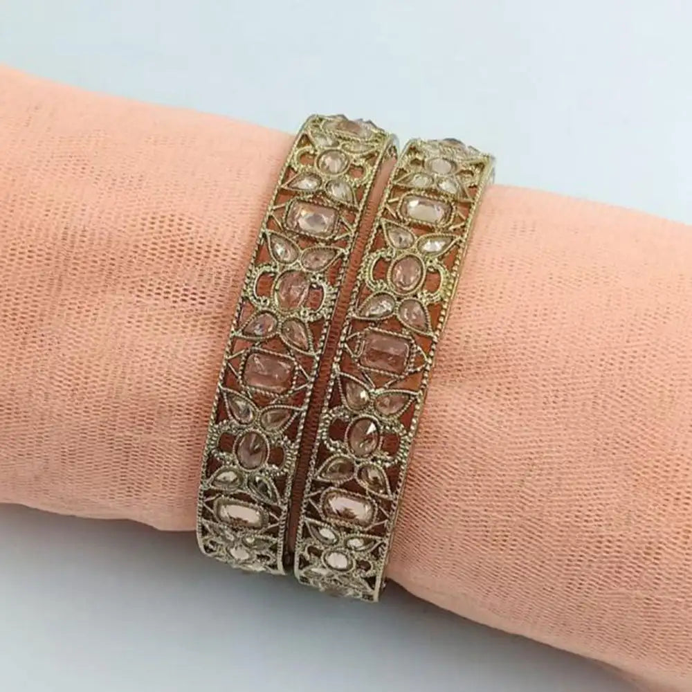 Graceful Gold Plated Crystal Stone Bangles for Women Reflecting Traditional Indian Elegance
