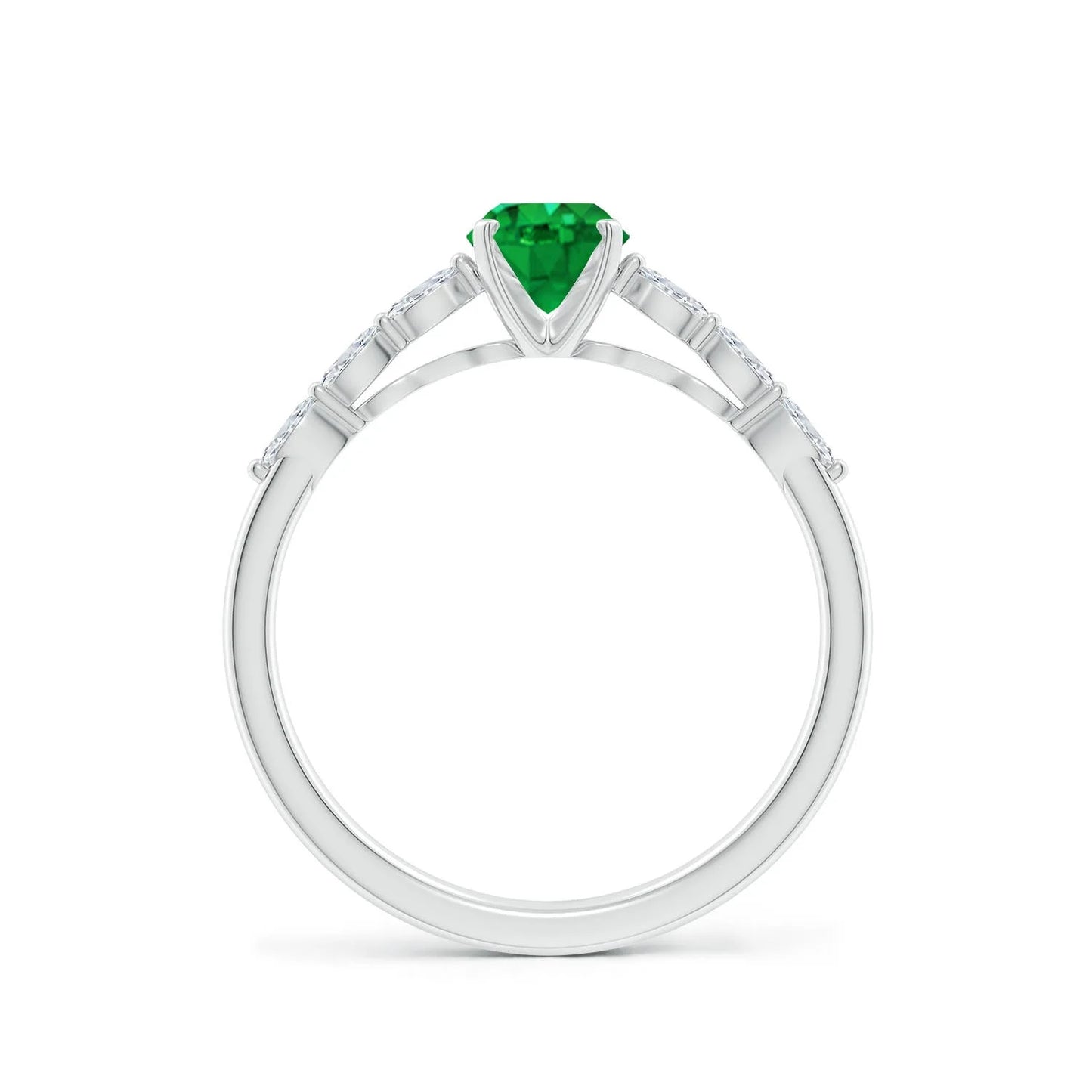 Luxury 14K 18K Solid Gold Oval Cut Green Emerald Gemstone With Pave Accent Diamond Ring Fine Jewelry Women's Wedding Band Rings