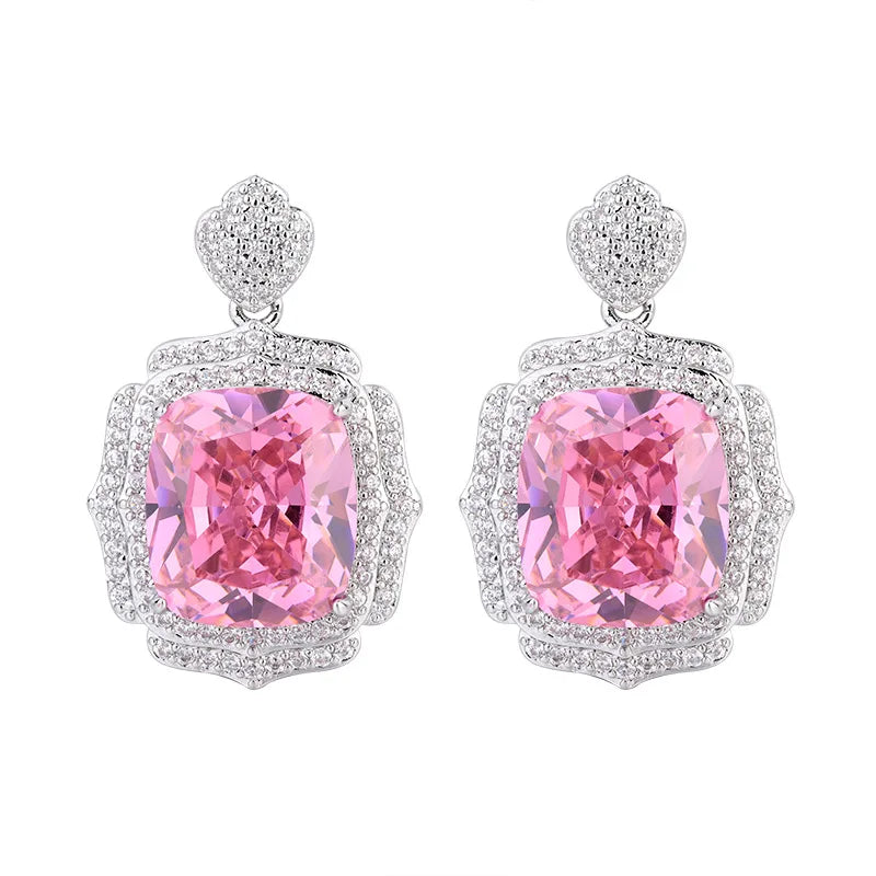 XOTICA Vintage Emerald Lab Diamond Green Semi Joias Jewelry Set Gold Earrings Ring Necklace Cushion Cut Square Fusion Crystal for Gifts