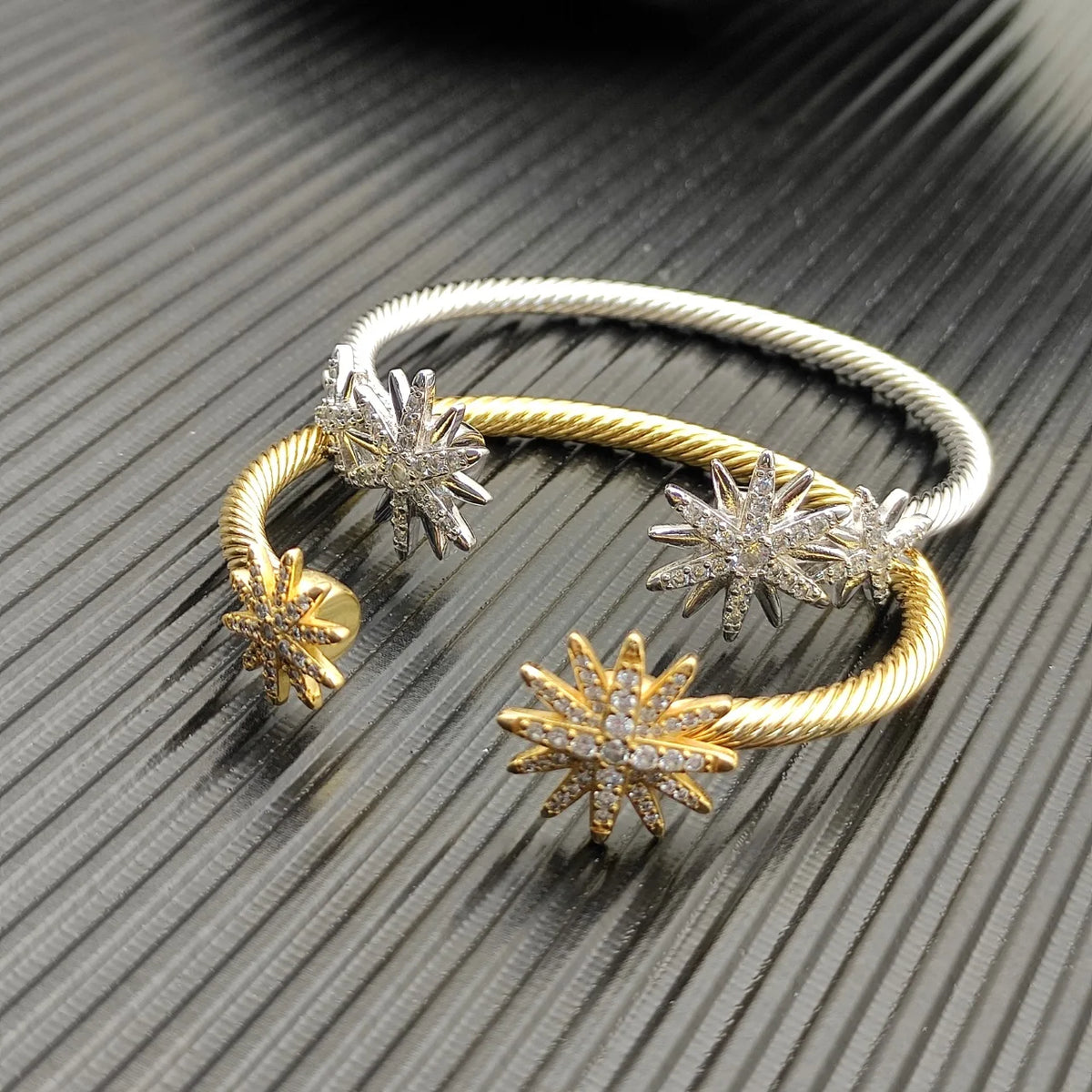FASHIONISTA DY High-Quality Gold-Plated Diamond-Studded Bangle, Unisex Silver-Plated Diamond-Studded Bangle, Jewelry