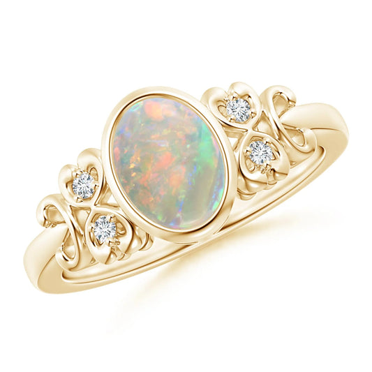 New Trending 2026 Bezel Set 8x6mm Oval Cut Ethiopian Opal Gemstone Ring 14k Gold Diamond Wedding Ring Jewelry Manufacturer