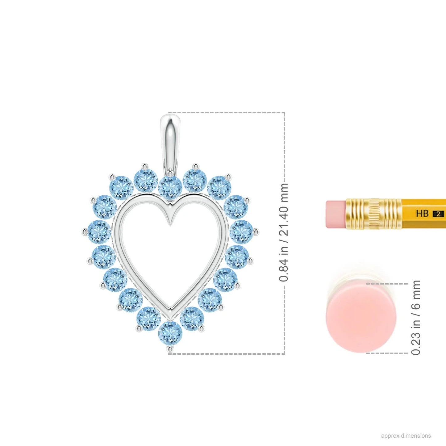 IGI Certified Genuine 2mm Aquamarine Gemstone Classic Open Heart Shape Pendant Necklace in 14k 18K Gold Fine Jewelry Wholesale