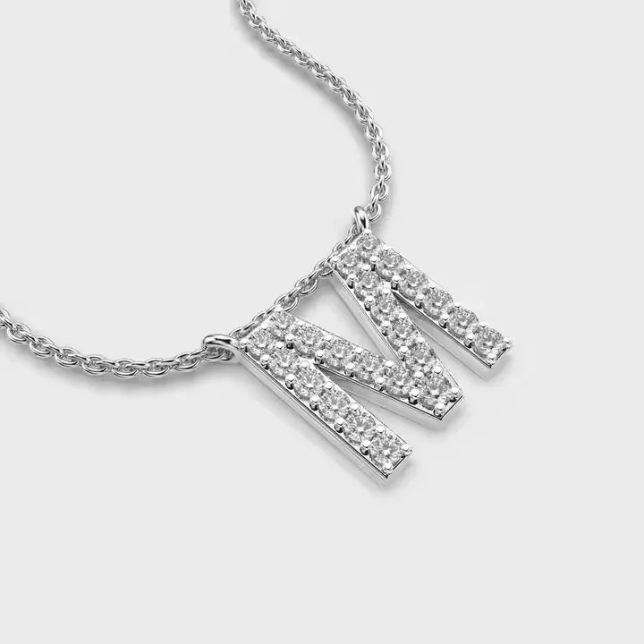 BiG-BOSS Marvelous 'M' Shape Diamond Pendant Unisex Silver Plated Letter Fine Jewelry Pendants Charms Luxury Style Moissanite Pendant