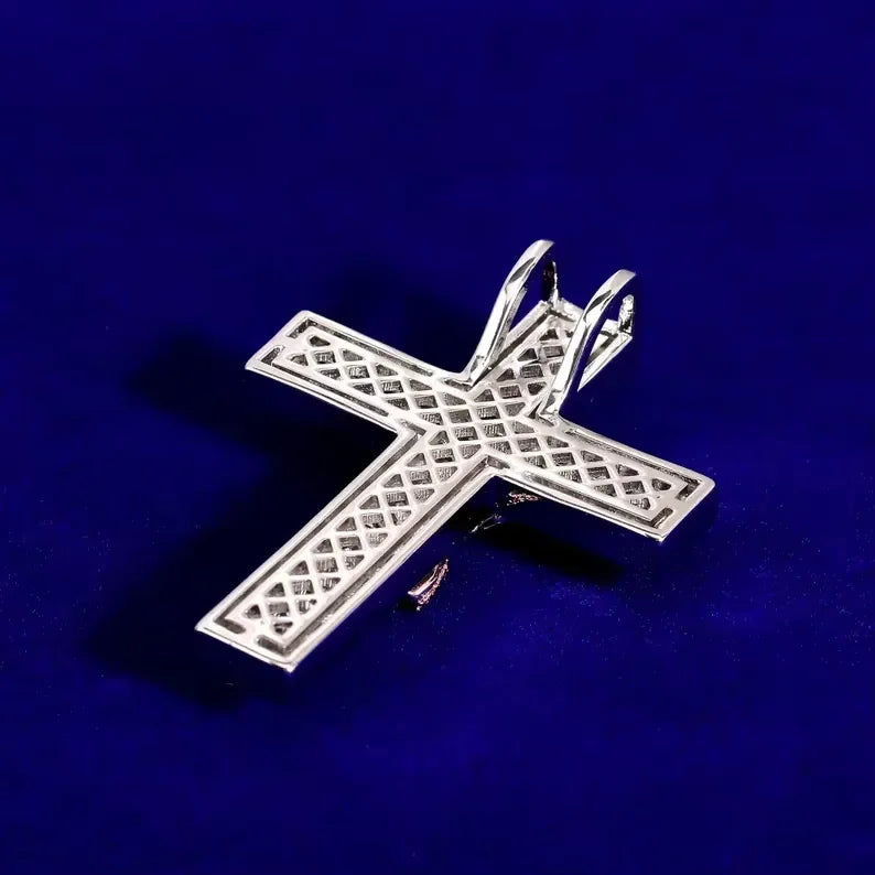 BiG-BOSS Iced Out Cross Pendant for Men with Sterling Silver Jesus Figure Freshwater Pearl Moissanite Luxury Hip Hop Jewelry Style Party