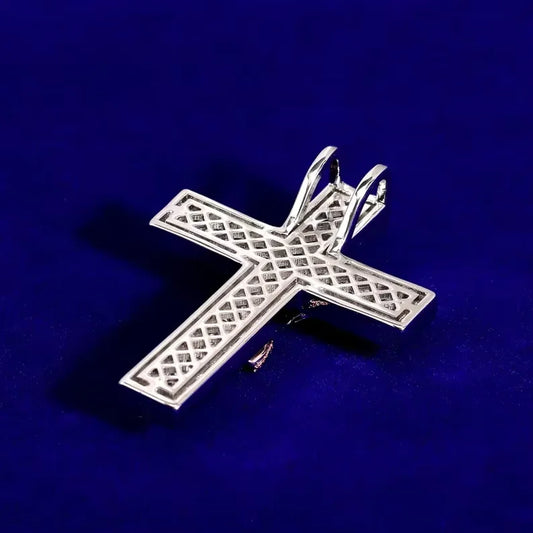 BiG-BOSS Iced Out Cross Pendant for Men with Sterling Silver Jesus Figure Freshwater Pearl Moissanite Luxury Hip Hop Jewelry Style Party