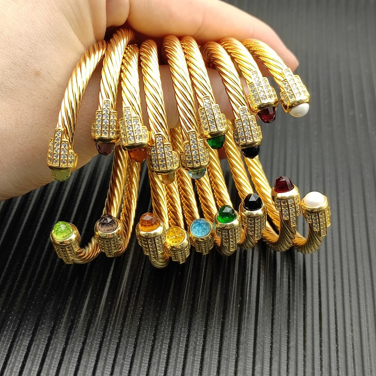 FASHIONISTA DY High-Quality Gold-Plated Diamond-Set Bangle, Unisex Silver-Plated Diamond-Set Bangle, Jewelry