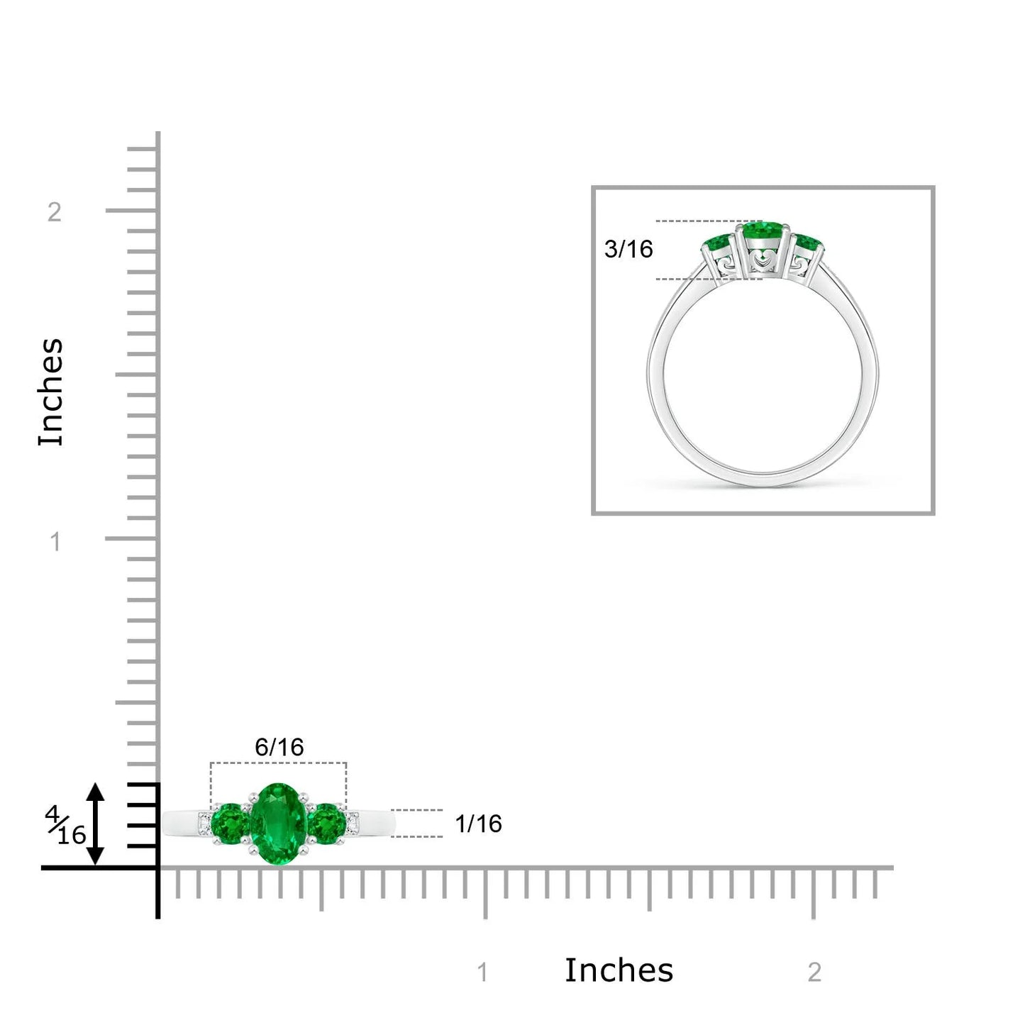 14K/18K Solid Gold Certified Natural Green Emerald Three Stone Engagement Ring with Accent Diamond Fine Jewelry Handmade Ring