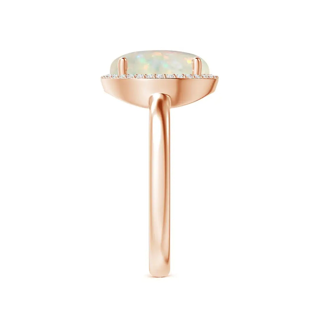 Top Selling Designer 14k Gold Opal Solitaire & Accent Diamond Cocktail Ring Fine Jewelry Genuine Ethiopian Opal Birthstone Ring