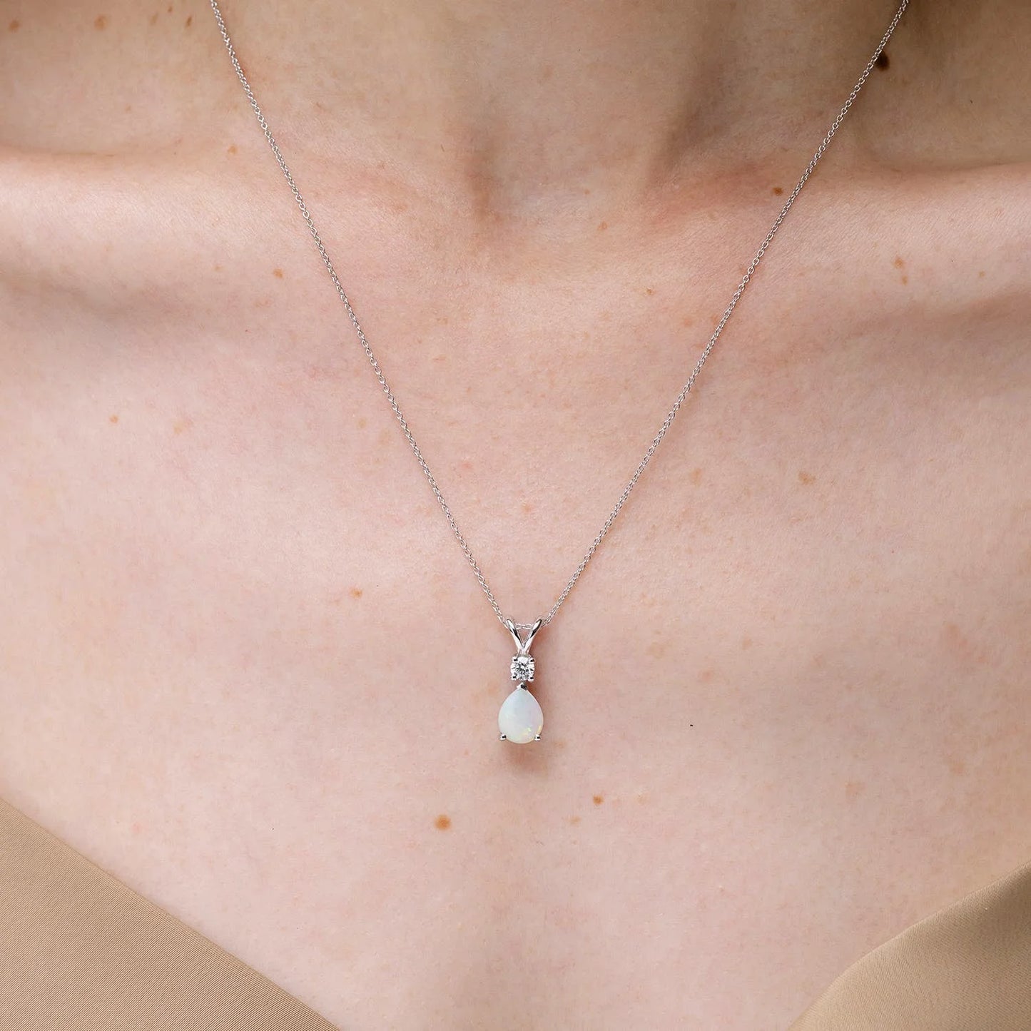 14k Gold Pear Cut Natural Opal Gemstone Teardrop V-bale Pendant With Diamond Top Quality Fine Jewelry Direct Indian Manufacturer