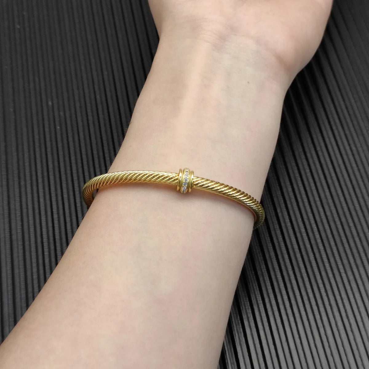 REBEL DY High-Quality Gold-Plated Diamond-Set Bangle, Unisex Silver-Plated Diamond-Set Bangle, Jewelry
