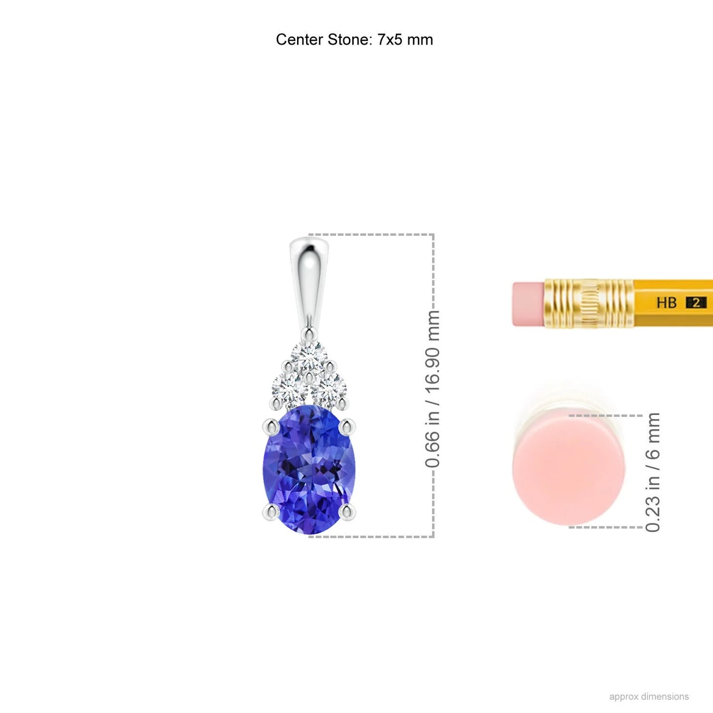 IGI Certified Prong Sett Oval Cut Tanzanite Gemstone Solitaire Pendant With Trio Diamond 14k Pure Gold Pendant Chain Necklace