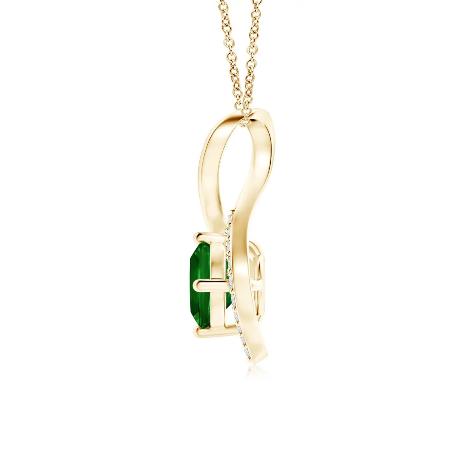 14K Solid Gold Natural Emerald Infinity Twist Pendant With Diamond Accents Classic Fine Jewellery Anniversary Gift For Her 2026