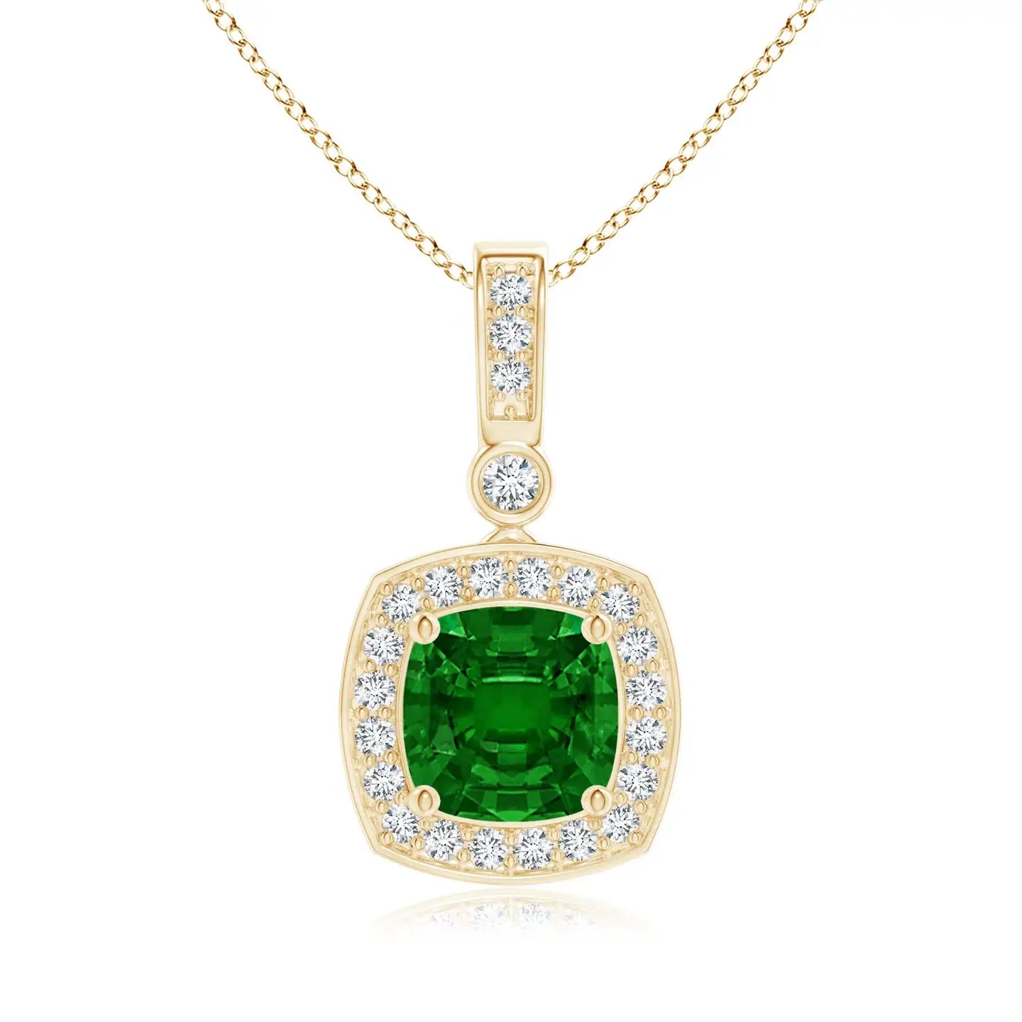 14K Solid Gold Natural Cushion Emerald Pendant With Diamond Halo Fine Jewellery May Birthstone Anniversary Gift For Her 2026