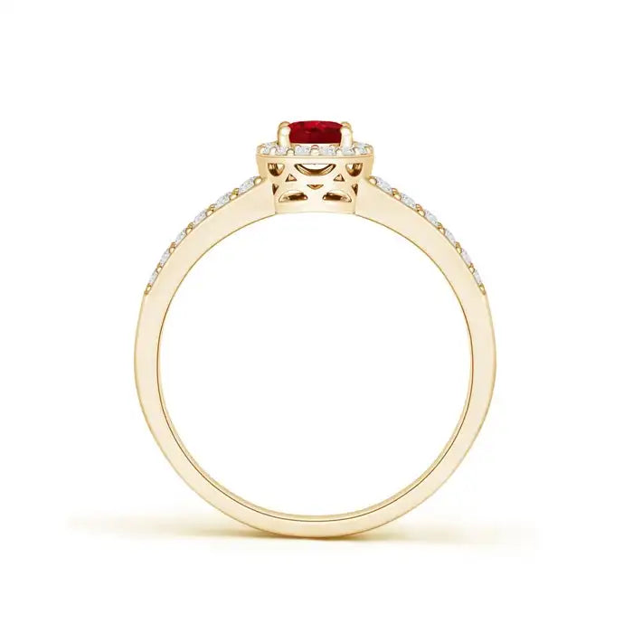 14k Solid Gold Prong Sett Oval Cut Ruby & Pave Diamond Split Shank Ring Certified Fine Jewelry SI/H Real Diamond Engagement Ring