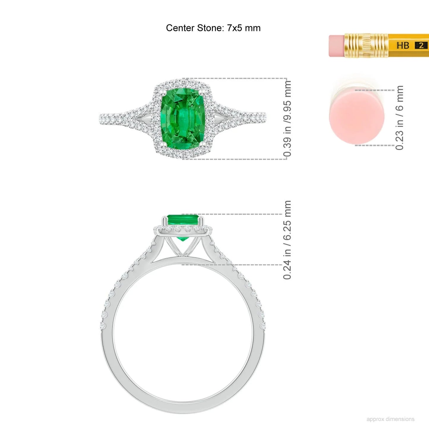 14k Pure Gold Prong Set Cushion Rectangular Cut Natural Green Emerald Halo Split Shank Engagement Ring Top Quality Handmade Ring