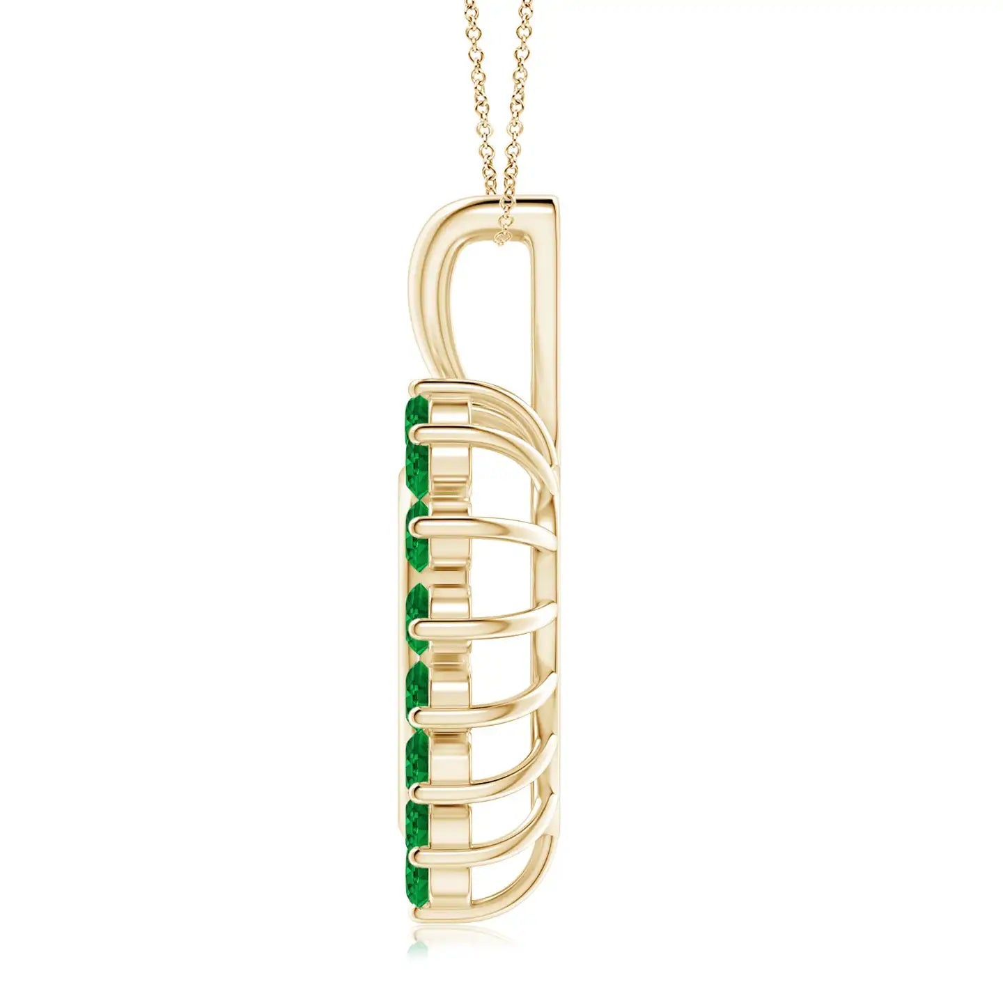 14K Solid Gold Natural Emerald Emerald Open Heart V-Bale Pendant Classic Fine Jewellery Anniversary Gift For Her 2026