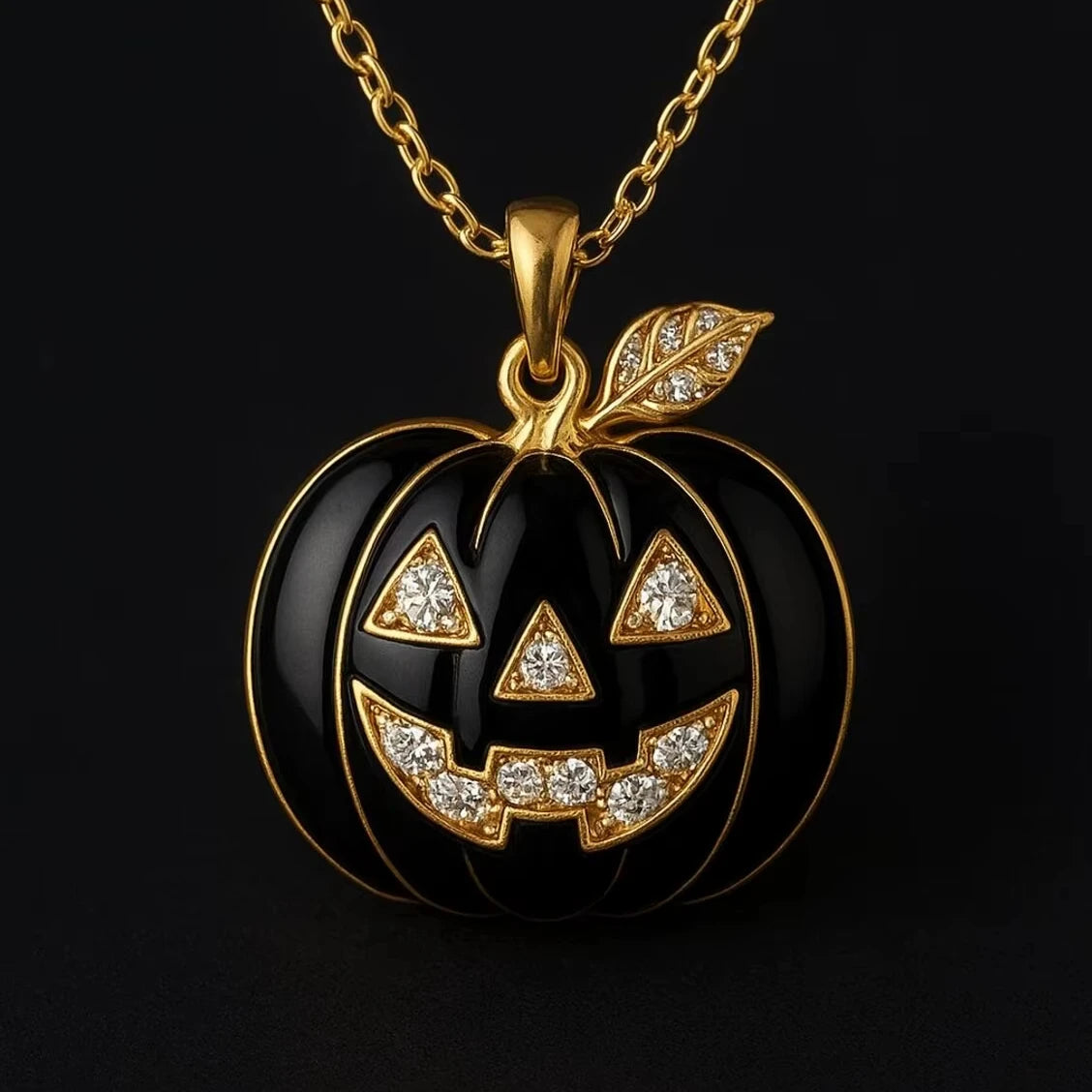 BiG-BOSS Luxury Silver Plated Black Gold Pumpkin Pendant Moissanite Hip Hop Necklace Men's Halloween Party Jewelry Gift Krishnavii KP 214